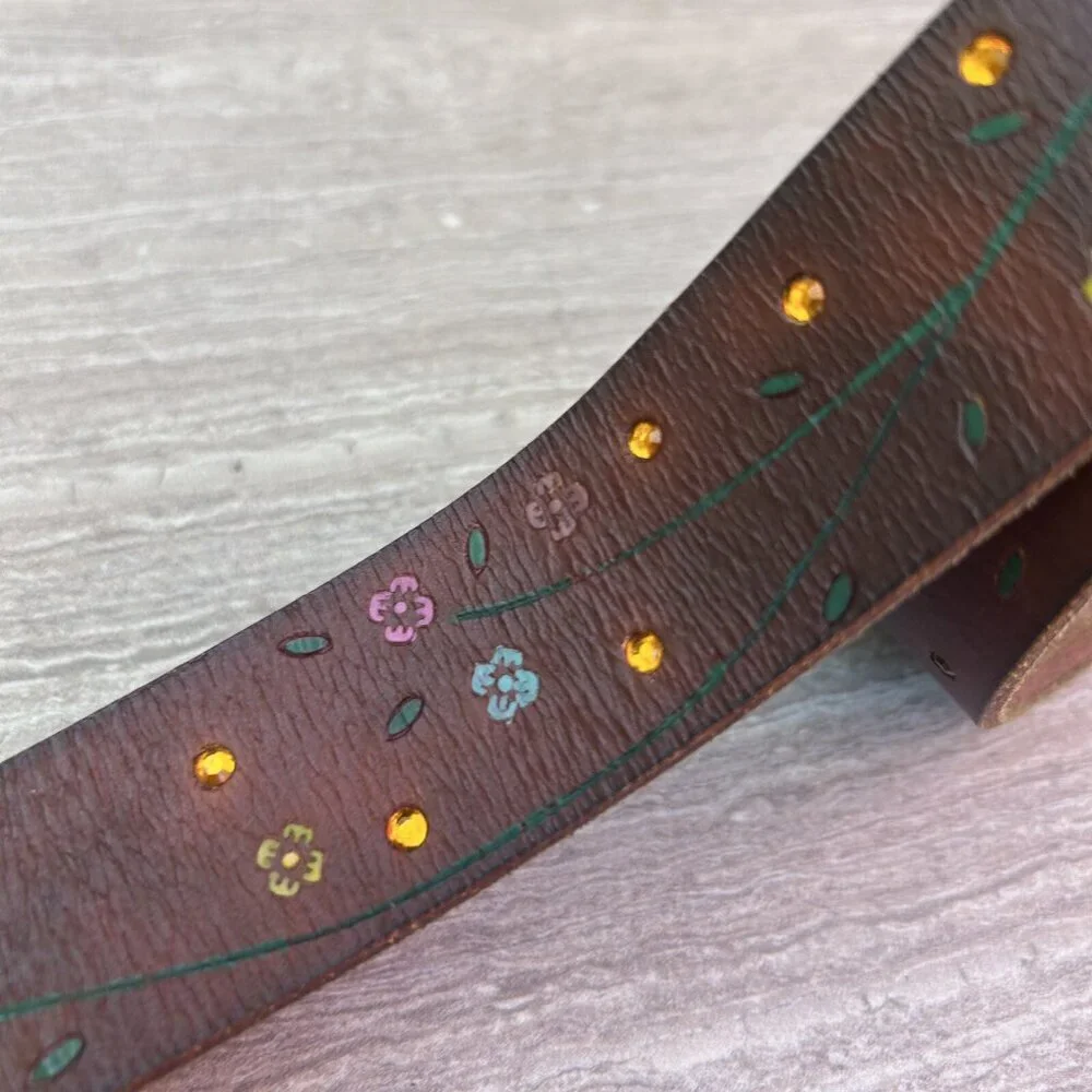 Ariat Women's Western Butterfly Floral Studded Belt Size 32